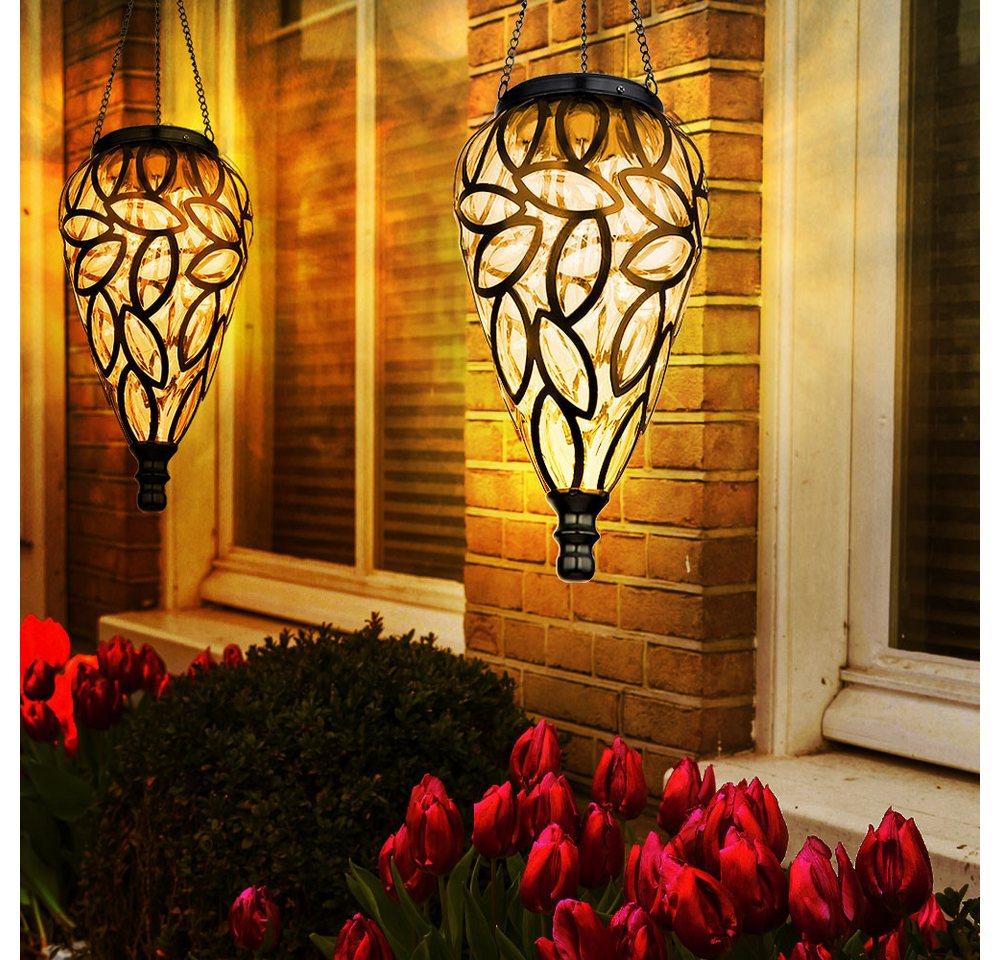 GLOBO LIGHTING LED Solarleuchte, LED-Leuchtmittel fest verbaut, Warmweiß, Solarlampe Gartendeko Hängeleuchte Außenlampe hängend LED – Bild 3 von 5