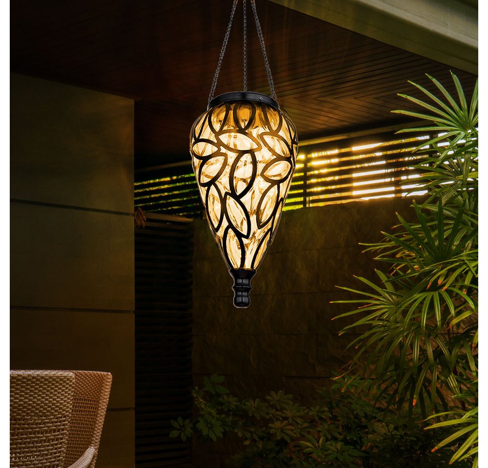 GLOBO LIGHTING LED Solarleuchte, LED-Leuchtmittel fest verbaut, Warmweiß, Solarlampe Gartendeko Hängeleuchte Außenlampe hängend LED – Bild 4 von 5