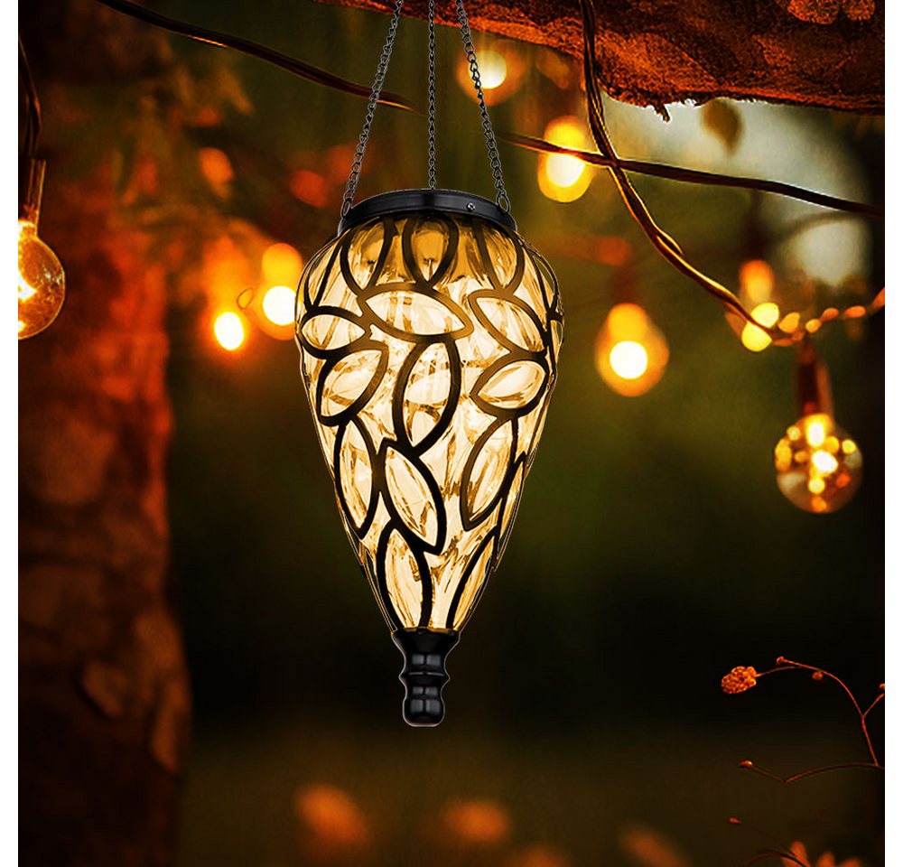 GLOBO LIGHTING LED Solarleuchte, LED-Leuchtmittel fest verbaut, Warmweiß, Solarlampe Gartendeko Hängeleuchte Außenlampe hängend LED – Bild 5 von 5