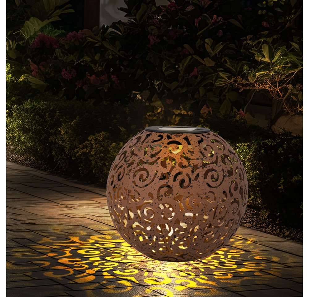 GLOBO LIGHTING LED Solarleuchte, LED-Leuchtmittel fest verbaut, Warmweiß, Solarleuchte rost Solarlampe für Außen Kugel – Bild 2 von 5