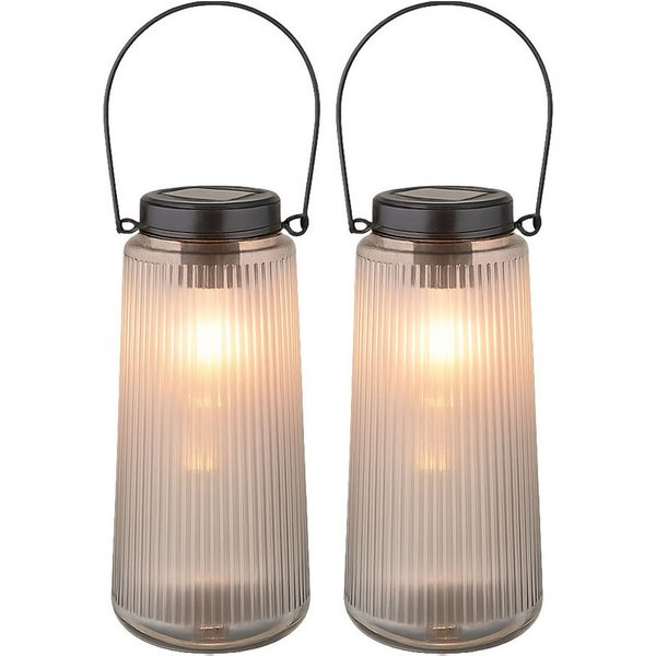 GLOBO LIGHTING LED Solarleuchte, LED-Leuchtmittel fest verbaut, Warmweiß, Solarlampe Außenleuchte Gartendeko LED Laterne Balkonleuchte 2x