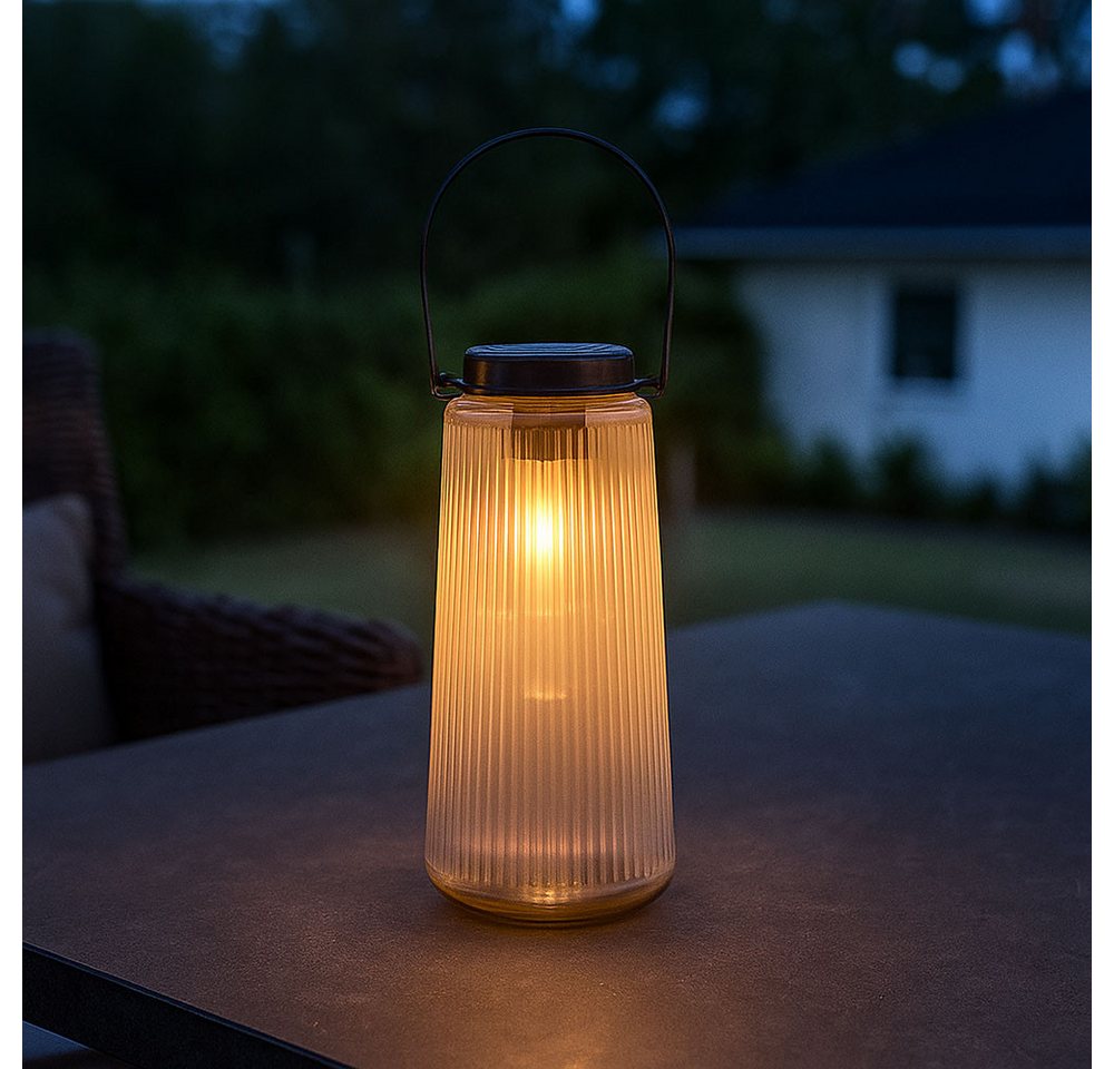 GLOBO LIGHTING LED Solarleuchte, LED-Leuchtmittel fest verbaut, Warmweiß, Solarlampe Außenleuchte Gartendeko LED Laterne Balkonleuchte 2x – Bild 3 von 5