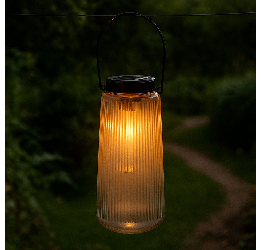GLOBO LIGHTING LED Solarleuchte, LED-Leuchtmittel fest verbaut, Warmweiß, Solarlampe Außenleuchte Gartendeko LED Laterne Balkonleuchte 2x – Bild 5 von 5