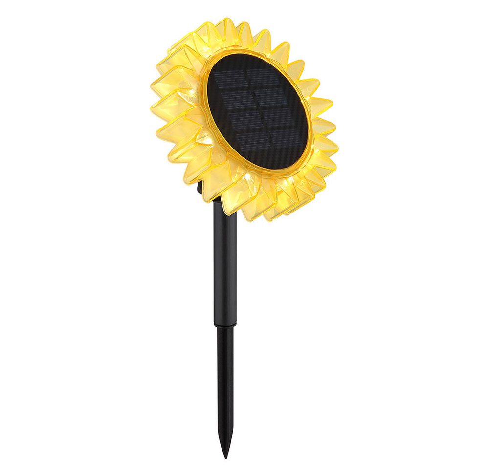 GLOBO LIGHTING LED Solarleuchte, LED-Leuchtmittel fest verbaut, Warmweiß, Solarleuchte Stecklampe Sonnenblume Hofleuchte Deko schwarz gelb LED H – Bild 2 von 5