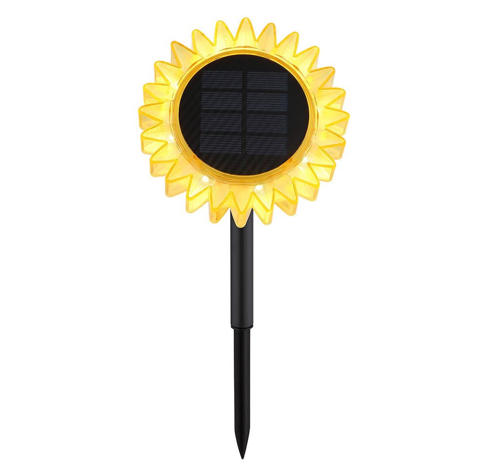 GLOBO LIGHTING LED Solarleuchte, LED-Leuchtmittel fest verbaut, Warmweiß, Solarleuchte Stecklampe Sonnenblume Hofleuchte Deko schwarz gelb LED H – Bild 5 von 5
