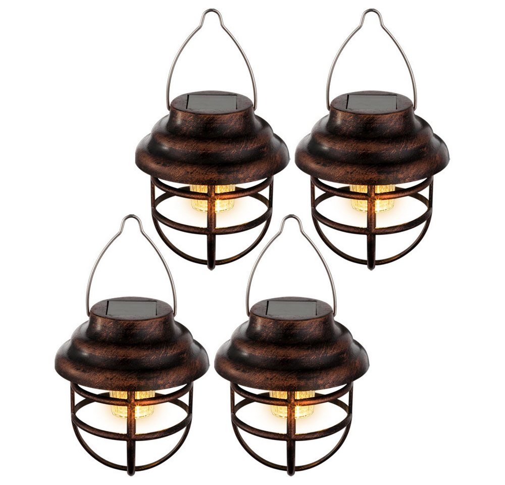 GLOBO LIGHTING LED Solarleuchte, LED-Leuchtmittel fest verbaut, 4er Set LED Solar Pendel Laternen Gitter Design Außen – Bild 2 von 5