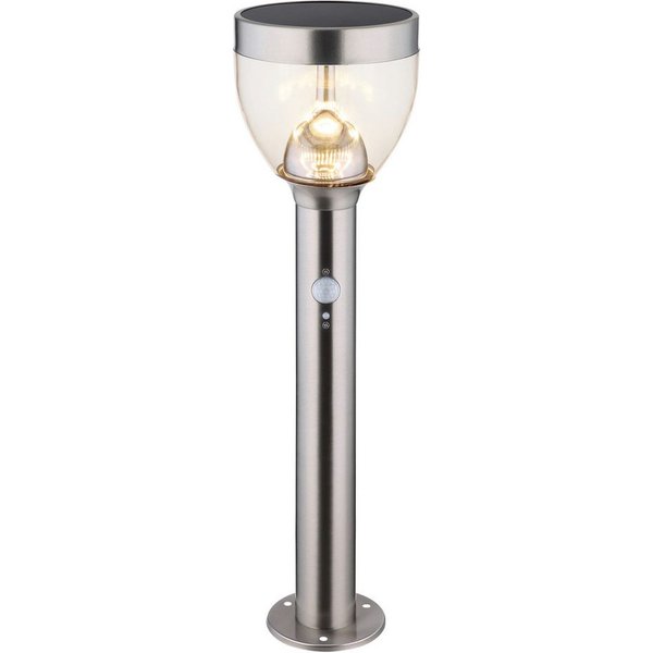 GLOBO LIGHTING LED Solarleuchte SOLARLEUCHTE EDELSTAHL, 1XLED, LED fest integriert, Warmweiß, Bewegungssensor mit flexibler Lichtsteuerung