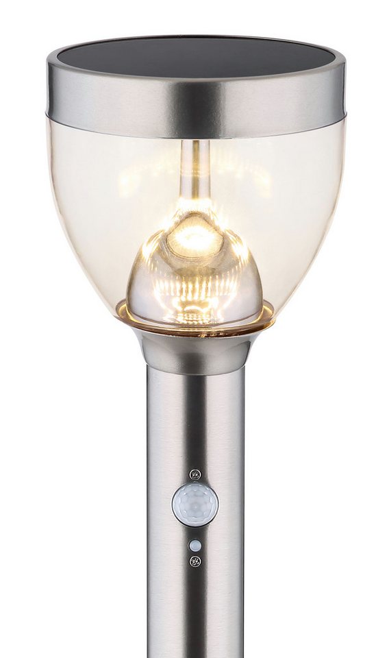 GLOBO LIGHTING LED Solarleuchte SOLARLEUCHTE EDELSTAHL, 1XLED, LED fest integriert, Warmweiß, Bewegungssensor mit flexibler Lichtsteuerung – Bild 5 von 5
