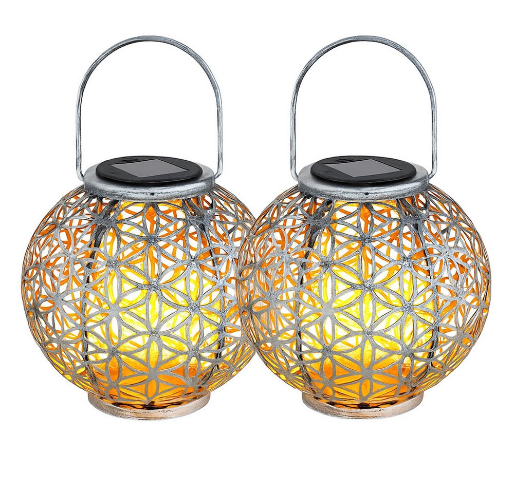 GLOBO LIGHTING LED Solarleuchte, LED-Leuchtmittel fest verbaut, Solar Lampe Outdoor Solarleuchte orientalisch LED 2er Set – Bild 2 von 5