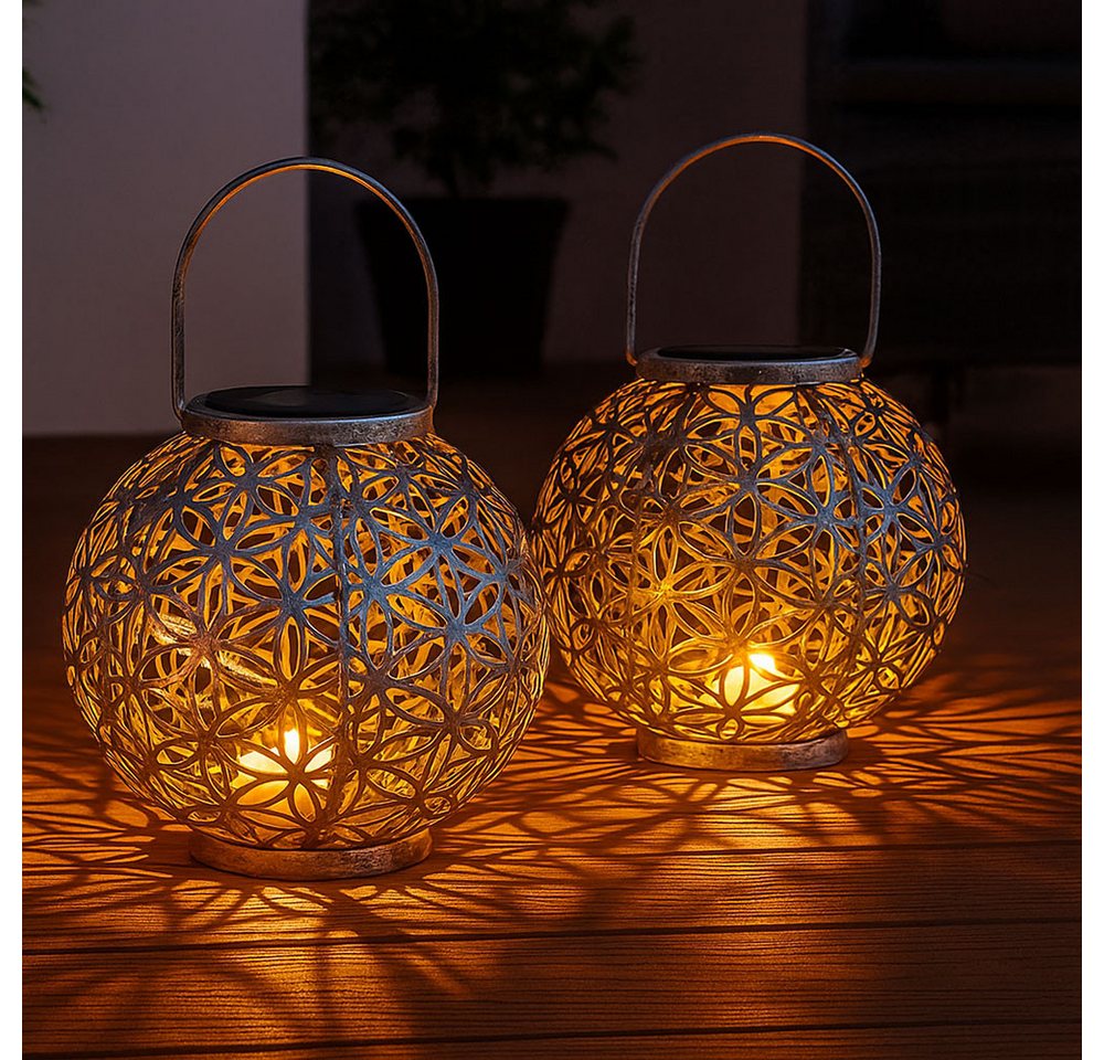 GLOBO LIGHTING LED Solarleuchte, LED-Leuchtmittel fest verbaut, Solar Lampe Outdoor Solarleuchte orientalisch LED 2er Set – Bild 3 von 5