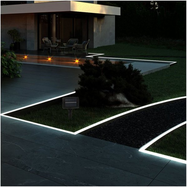 GLOBO LIGHTING LED Solarleuchte, LED-Leuchtmittel fest verbaut, Kaltweiß, Lichterkette Solar Solarlichterkette 180x LED mit Erdspieß