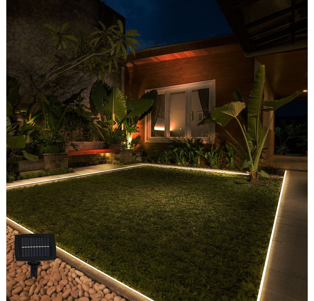 GLOBO LIGHTING LED Solarleuchte, LED-Leuchtmittel fest verbaut, Kaltweiß, Lichterkette Solar Solarlichterkette 180x LED mit Erdspieß – Bild 4 von 5