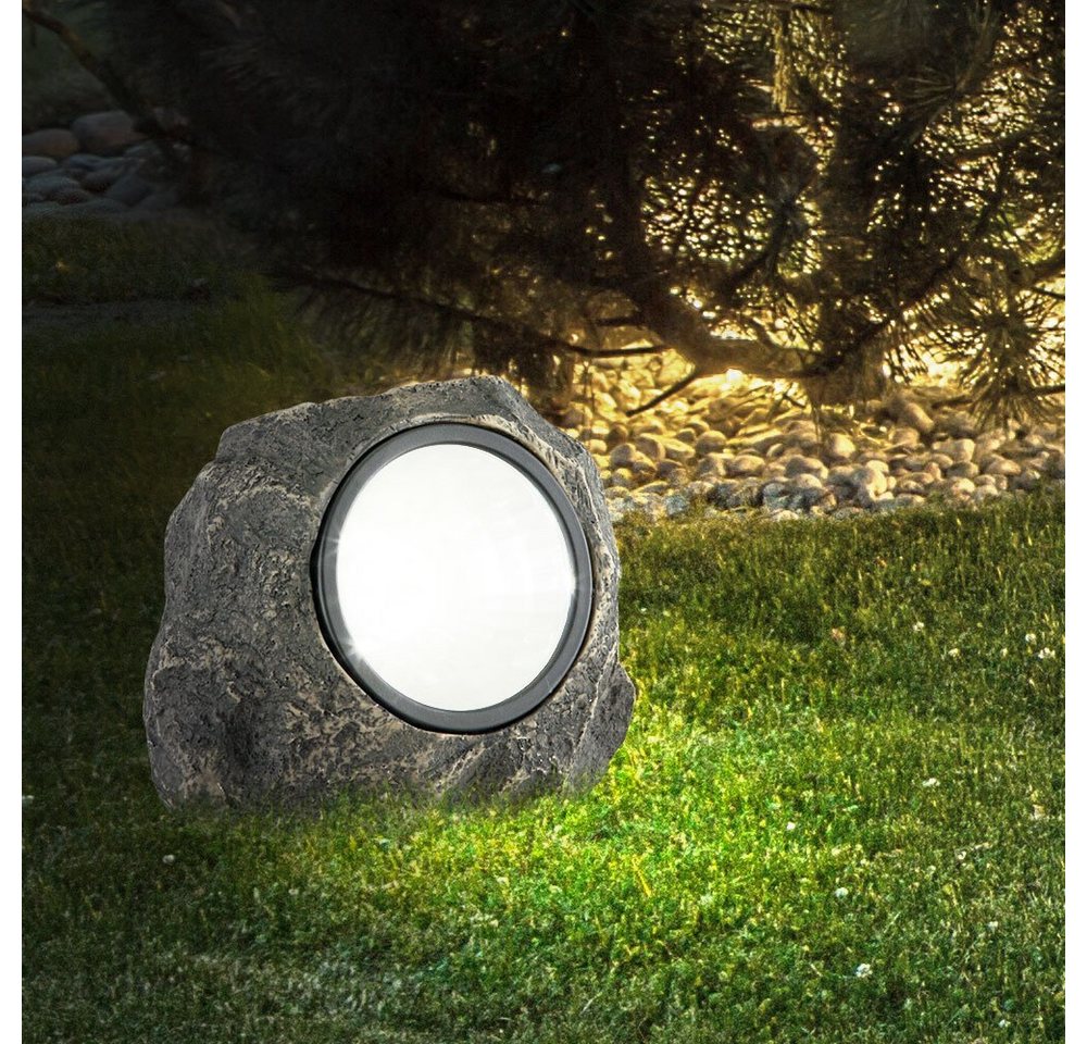 GLOBO LIGHTING LED Solarleuchte, LED-Leuchtmittel fest verbaut, 5er Set Solar Stein Außenleuchte LED Außen Gartenleuchte Dekoration – Bild 5 von 5