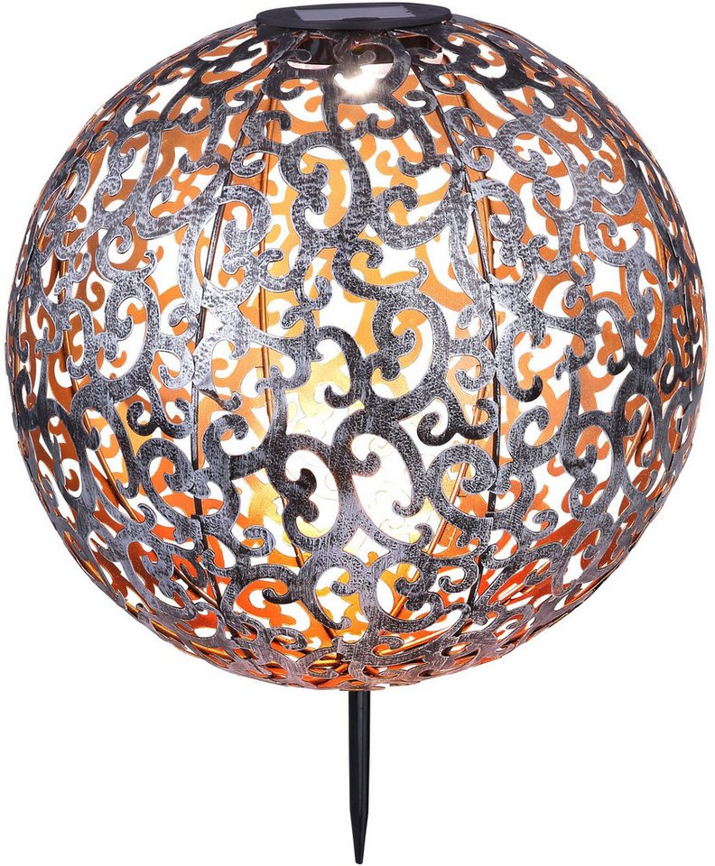GLOBO LIGHTING LED Solarleuchte SOLAR, LED fest integriert, Warmweiß, Solarlampe für Garten, Toller Lichteffekt, Solarkugel mit Erdspieß – Bild 3 von 5