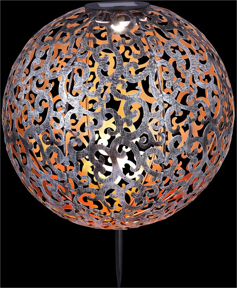 GLOBO LIGHTING LED Solarleuchte SOLAR, LED fest integriert, Warmweiß, Solarlampe für Garten, Toller Lichteffekt, Solarkugel mit Erdspieß – Bild 5 von 5