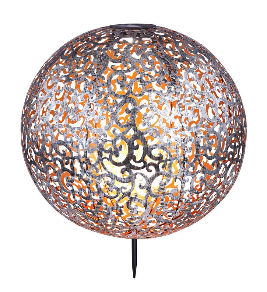 GLOBO LIGHTING LED Solarleuchte SOLAR, LED fest integriert, Warmweiß, Solarlampe für Garten, Toller Lichteffekt, Solarkugel mit Erdspieß – Bild 3 von 5