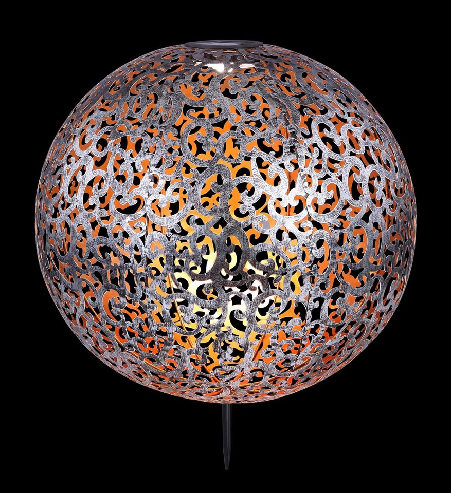 GLOBO LIGHTING LED Solarleuchte SOLAR, LED fest integriert, Warmweiß, Solarlampe für Garten, Toller Lichteffekt, Solarkugel mit Erdspieß – Bild 5 von 5
