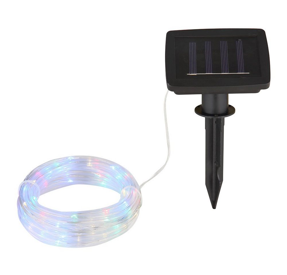 GLOBO LIGHTING LED Solarleuchte, LED-Leuchtmittel fest verbaut, Farbwechsel, Lichterkette Solar Solarlichterkette mit farbigen 50x LEDs Erdspieß – Bild 2 von 5