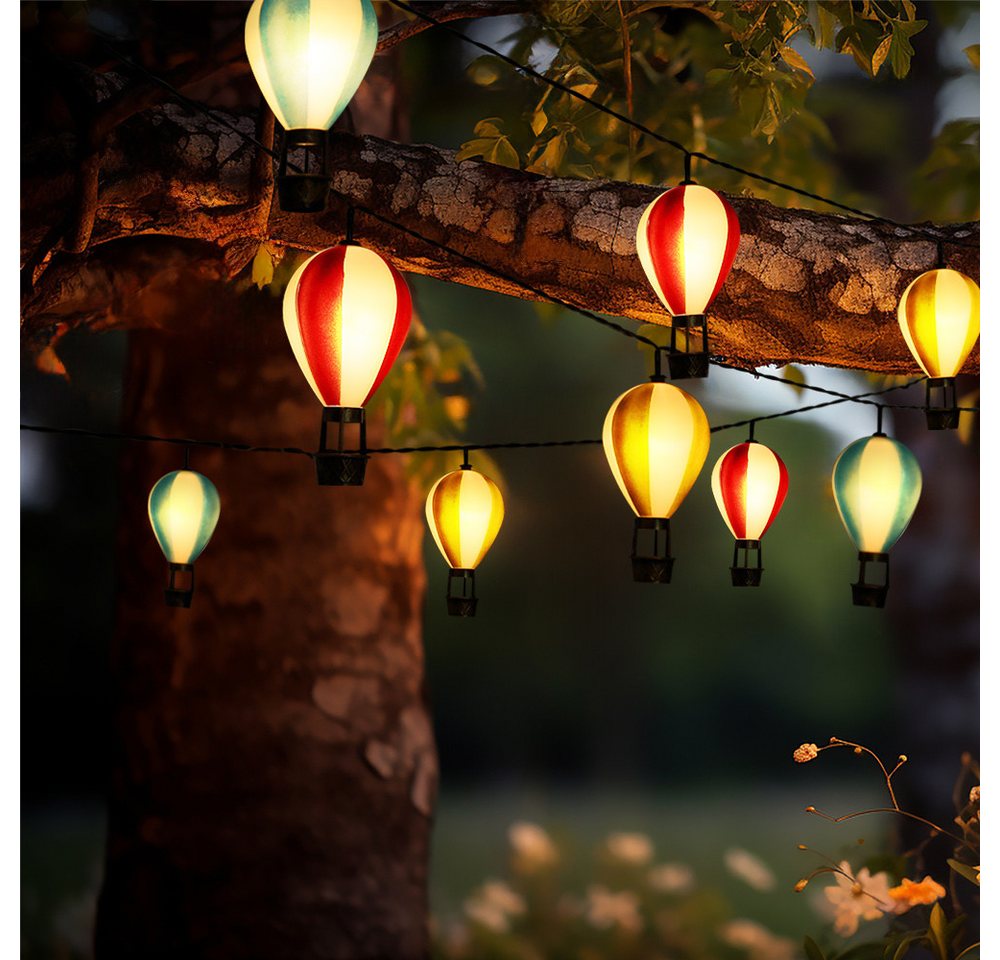 GLOBO LIGHTING LED Solarleuchte, LED-Leuchtmittel fest verbaut, Warmweiß, Solarleuchte LED Lichterkette Heißluftballons Außenleuchte – Bild 3 von 5