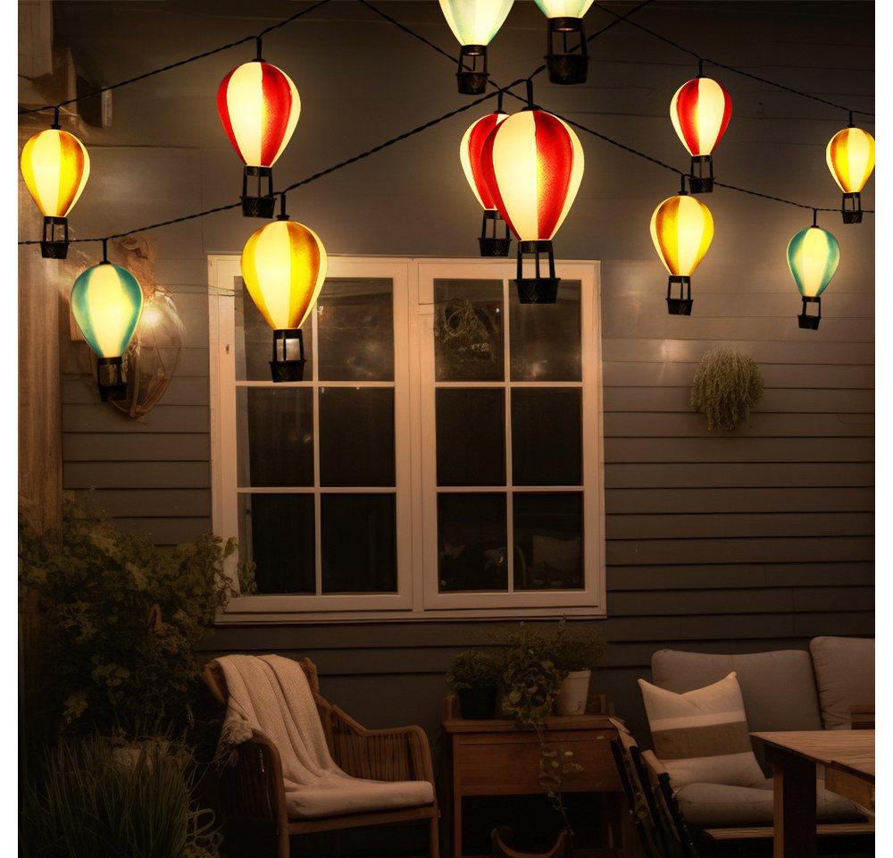 GLOBO LIGHTING LED Solarleuchte, LED-Leuchtmittel fest verbaut, Warmweiß, Solarleuchte LED Lichterkette Heißluftballons Außenleuchte – Bild 4 von 5