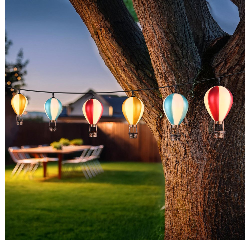 GLOBO LIGHTING LED Solarleuchte, LED-Leuchtmittel fest verbaut, Warmweiß, Solarleuchte LED Lichterkette Heißluftballons Außenleuchte – Bild 5 von 5