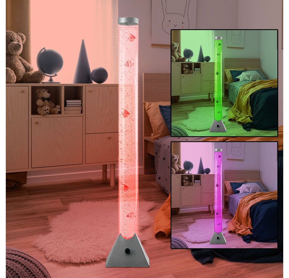 GLOBO LIGHTING LED Stehlampe, LED-Leuchtmittel fest verbaut, LED Wassersäule Steh Leuchte 10 Deko-Fische Wohnraum Beleuchtung Stand – Bild 4 von 5