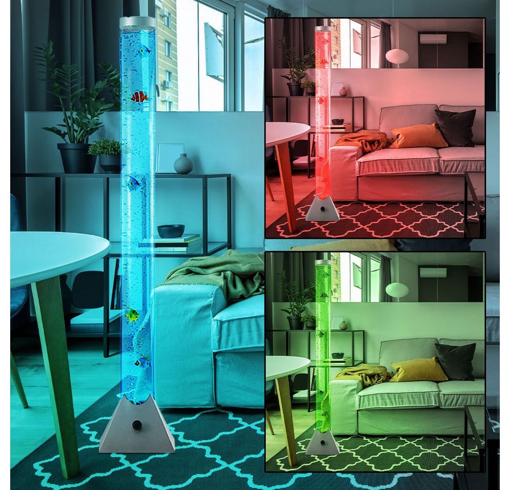 GLOBO LIGHTING LED Stehlampe, LED-Leuchtmittel fest verbaut, LED Wassersäule Steh Leuchte 10 Deko-Fische Wohnraum Beleuchtung Stand – Bild 5 von 5