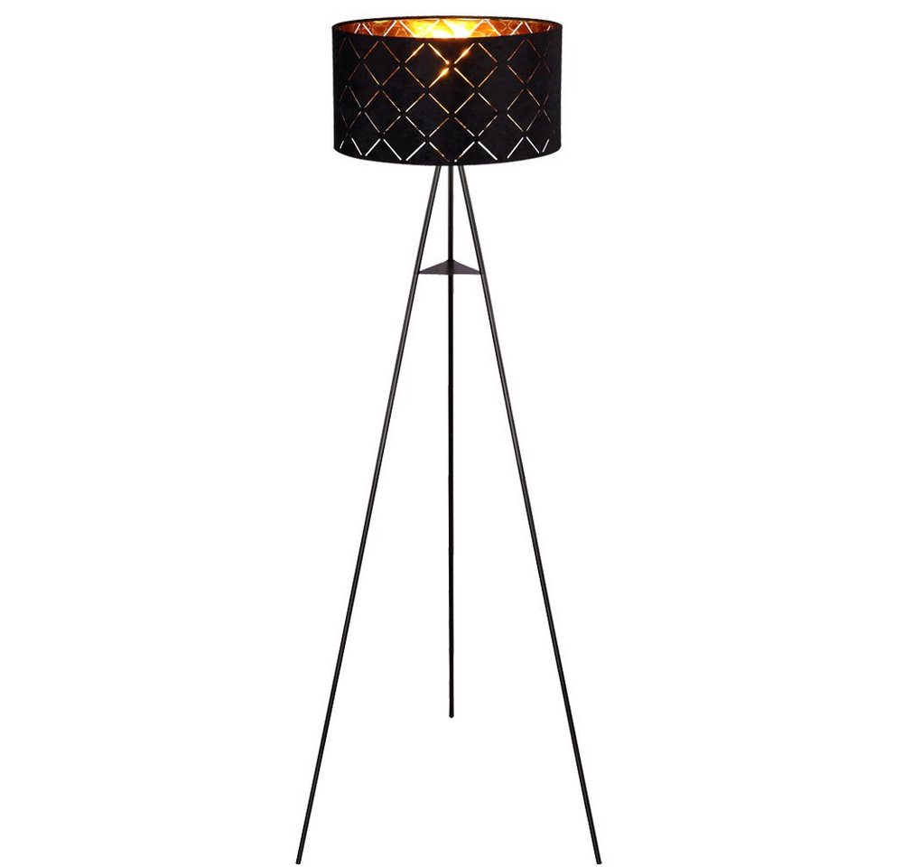 GLOBO LIGHTING LED Stehlampe, Leuchtmittel inklusive, Warmweiß, LED Stehlampe Standleuchte Beistelllampe 3 Beine schwarz gold H 149cm – Bild 2 von 5