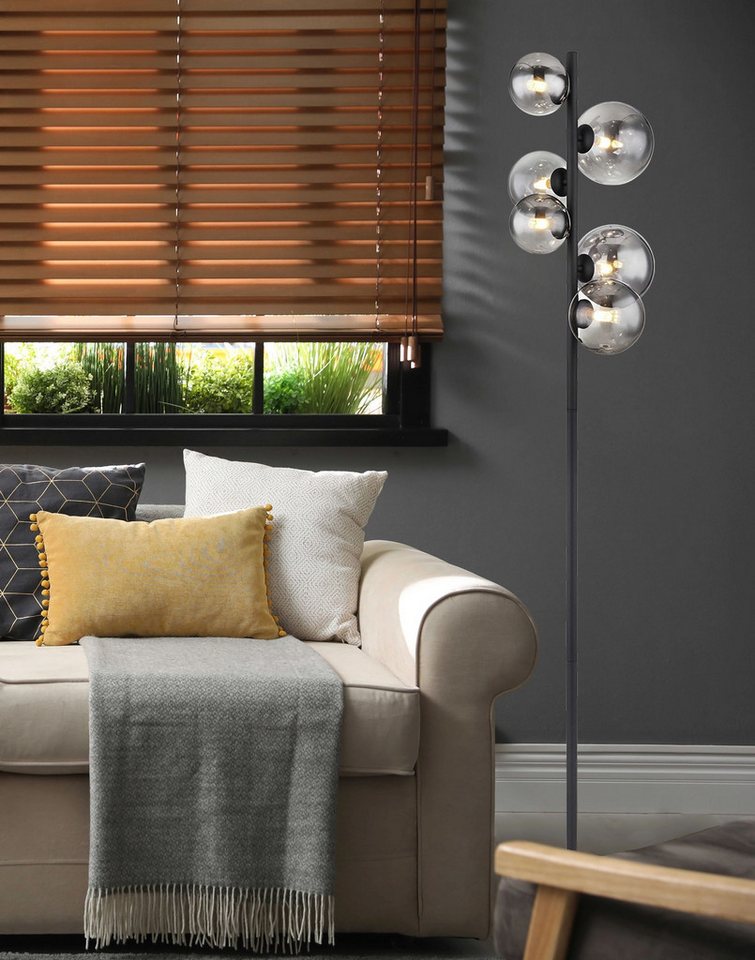 GLOBO LIGHTING LED Stehlampe RIHA, Leuchtmittel wechselbar, Warmweiß, Stehleuchte, Glas, Design Leuchte, Wohnzimmer – Bild 2 von 5