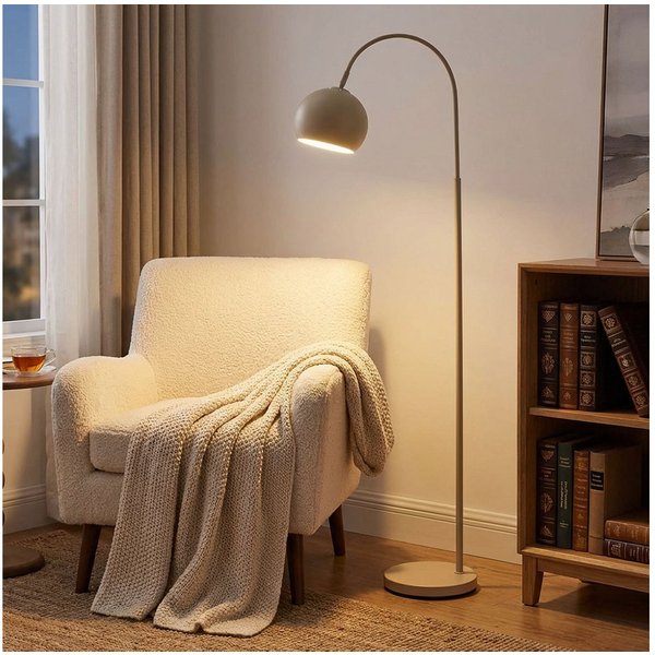 GLOBO LIGHTING LED Stehlampe, Leuchtmittel inklusive, Warmweiß, Stehleuchte Bogenlampe Standleuchte beweglich sandfarben LED H 150 cm