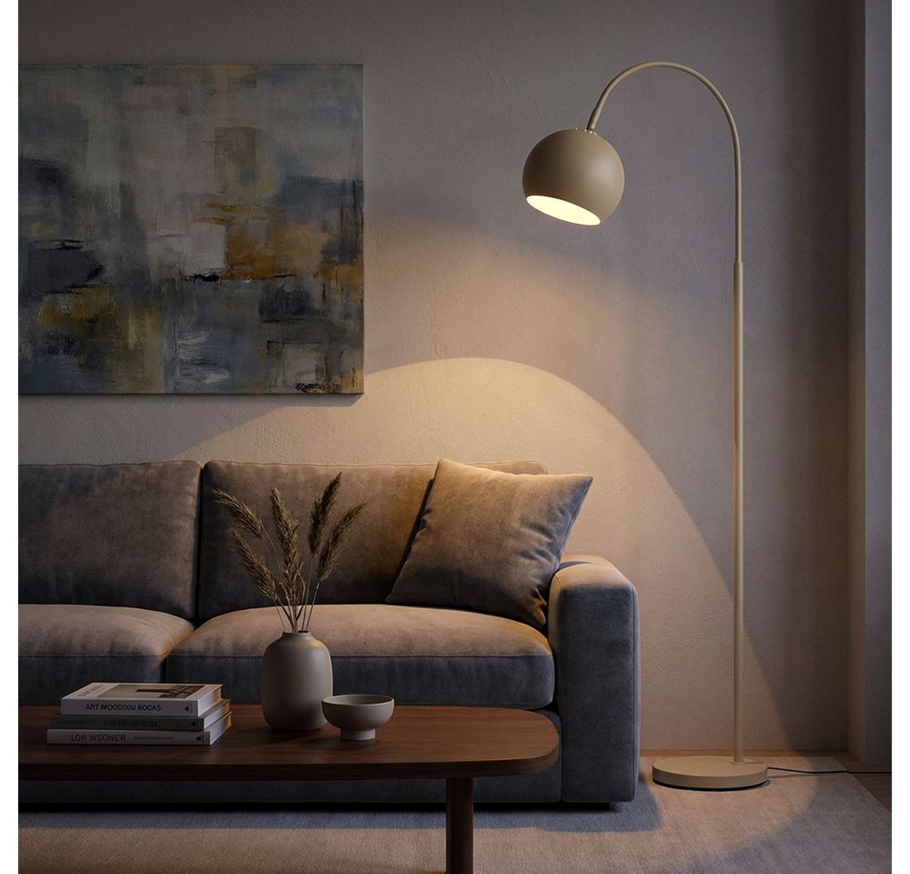 GLOBO LIGHTING LED Stehlampe, Leuchtmittel inklusive, Warmweiß, Stehleuchte Bogenlampe Standleuchte beweglich sandfarben LED H 150 cm – Bild 3 von 5