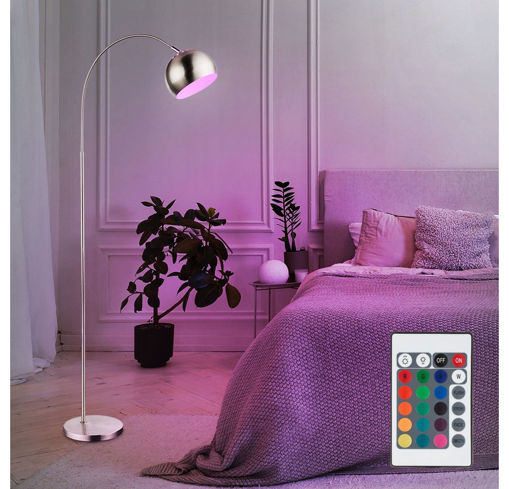 GLOBO LIGHTING LED Stehlampe, Leuchtmittel inklusive, Warmweiß, Farbwechsel, Bogenleuchte Stehlampe RGB LED Fernbedienung dimmbar Kugel schwenkbar – Bild 2 von 5