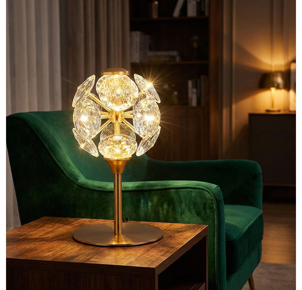 GLOBO LIGHTING LED Tischleuchte, LED-Leuchtmittel fest verbaut, Warmweiß, Tischlampe Nachttischlampe Tischleuchte Kristalllampe LED H 26,5 cm – Bild 3 von 5