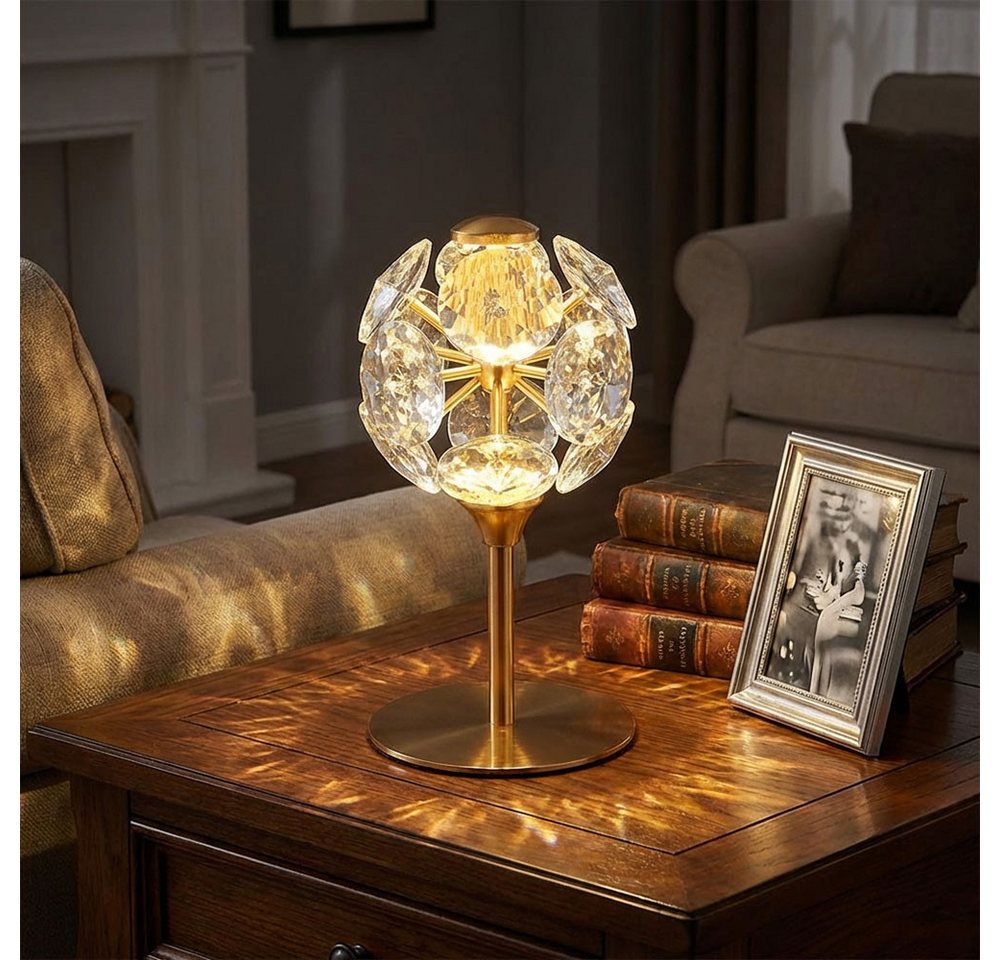 GLOBO LIGHTING LED Tischleuchte, LED-Leuchtmittel fest verbaut, Warmweiß, Tischlampe Nachttischlampe Tischleuchte Kristalllampe LED H 26,5 cm – Bild 4 von 5