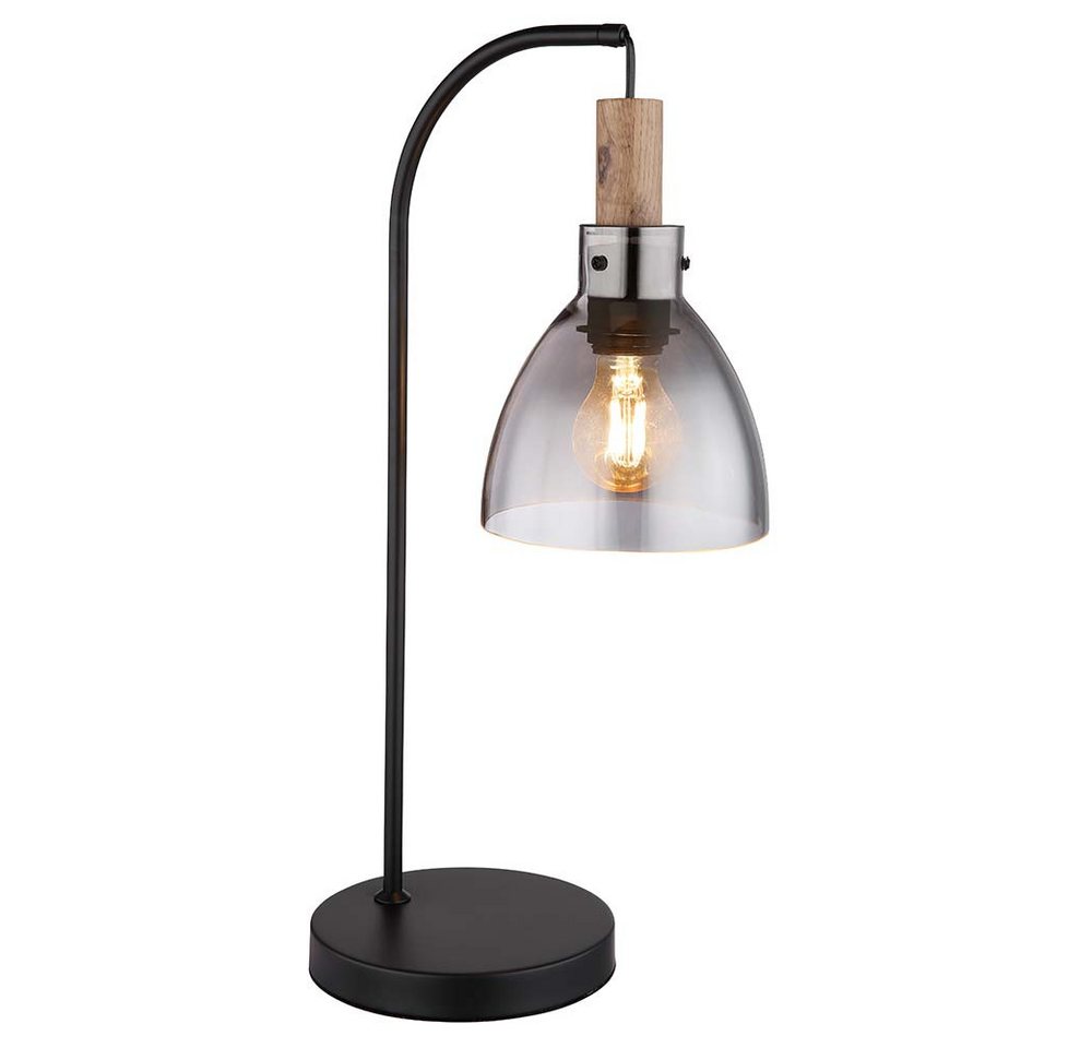 GLOBO LIGHTING LED Tischleuchte, Leuchtmittel inklusive, Warmweiß, Tischleuchte Nachttischlampe Tischlampe Rauchglas Leselampe LED H 55cm – Bild 2 von 5