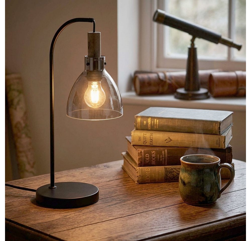 GLOBO LIGHTING LED Tischleuchte, Leuchtmittel inklusive, Warmweiß, Tischleuchte Nachttischlampe Tischlampe Rauchglas Leselampe LED H 55cm – Bild 5 von 5