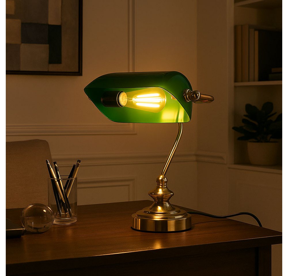 GLOBO LIGHTING LED Tischleuchte, Leuchtmittel nicht inklusive, RETRO Tisch Lese Leuchte Banker Lampe Arbeits Zimmer Strahler Nacht – Bild 2 von 5