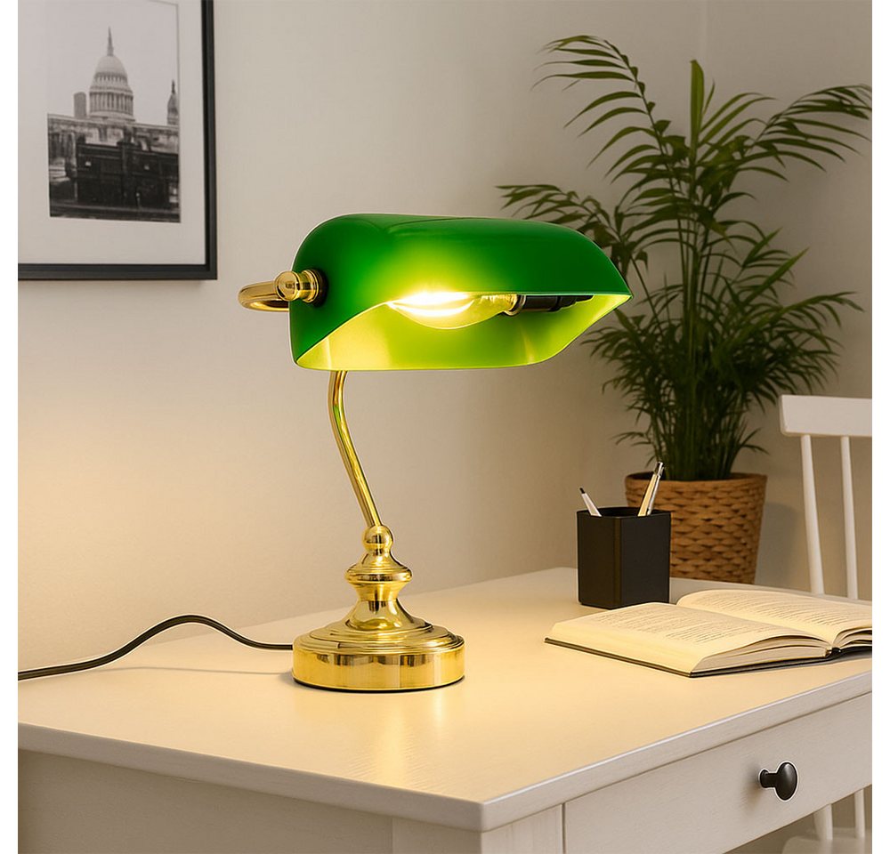 GLOBO LIGHTING LED Tischleuchte, Leuchtmittel nicht inklusive, RETRO Tisch Lese Leuchte Banker Lampe Arbeits Zimmer Strahler Nacht – Bild 3 von 5