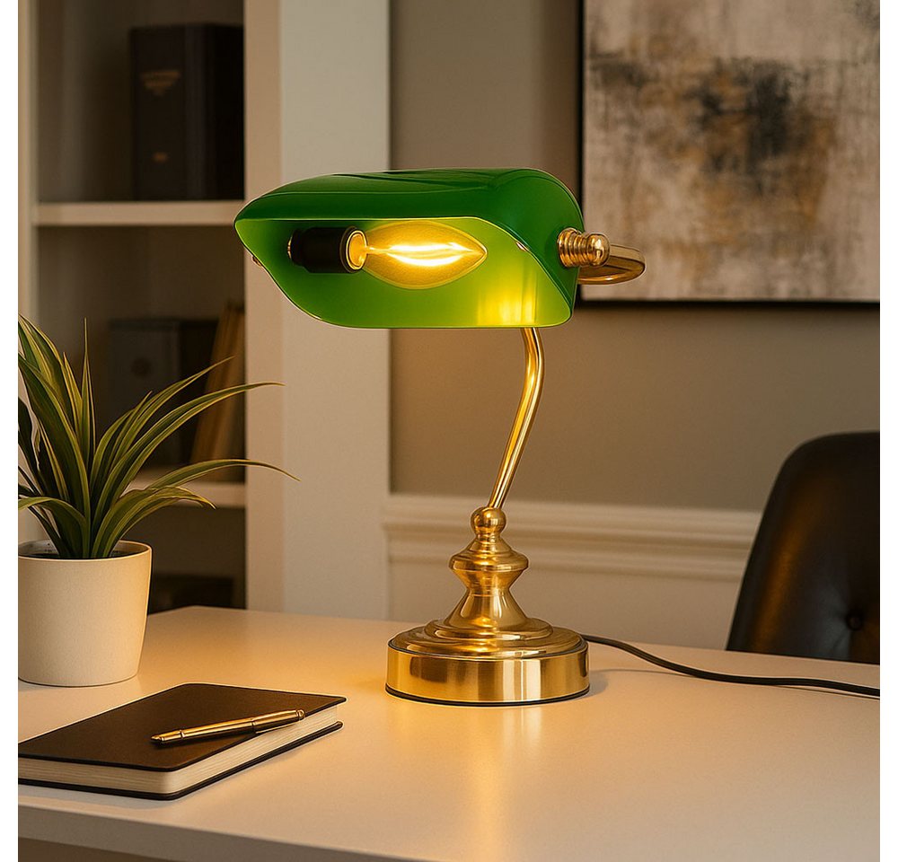 GLOBO LIGHTING LED Tischleuchte, Leuchtmittel nicht inklusive, RETRO Tisch Lese Leuchte Banker Lampe Arbeits Zimmer Strahler Nacht – Bild 4 von 5