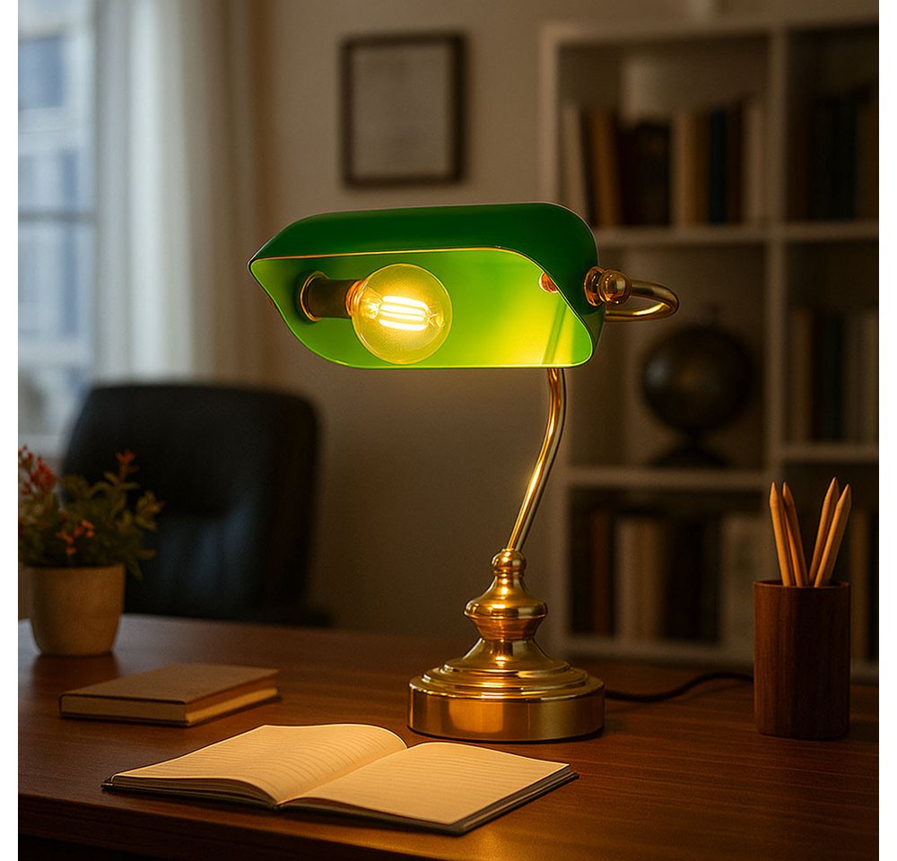 GLOBO LIGHTING LED Tischleuchte, Leuchtmittel nicht inklusive, RETRO Tisch Lese Leuchte Banker Lampe Arbeits Zimmer Strahler Nacht – Bild 5 von 5
