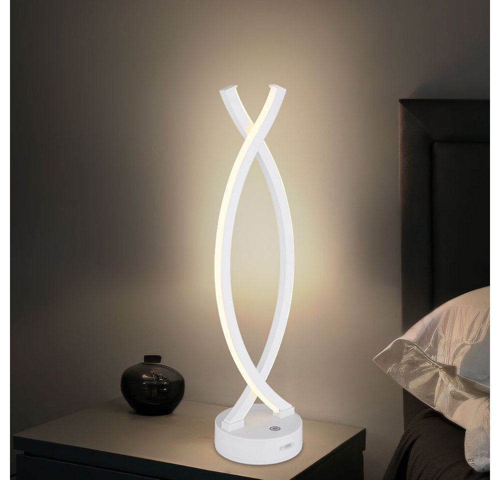 GLOBO LIGHTING LED Tischleuchte, LED-Leuchtmittel fest verbaut, Warmweiß, Wohnzimmerlampe Tischleuchte Beistellleuchte LED Touchdimmer weiß Akku – Bild 3 von 5