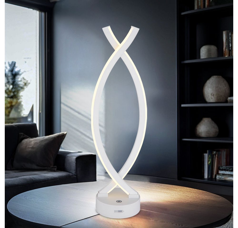 GLOBO LIGHTING LED Tischleuchte, LED-Leuchtmittel fest verbaut, Warmweiß, Wohnzimmerlampe Tischleuchte Beistellleuchte LED Touchdimmer weiß Akku – Bild 4 von 5