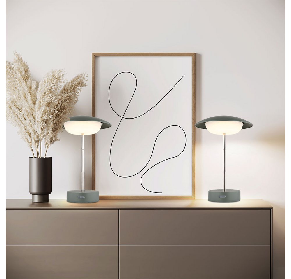 GLOBO LIGHTING LED Tischleuchte, LED-Leuchtmittel fest verbaut, Warmweiß, Tischlampe Leselampe Touchdimmer höhenverstellbar Akku 2er Set – Bild 2 von 5