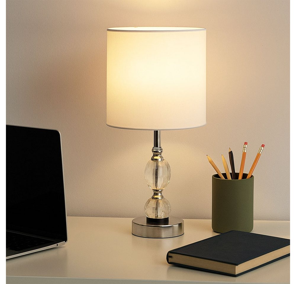 GLOBO LIGHTING LED Tischleuchte, Leuchtmittel inklusive, Warmweiß, Chrom Büro Schreib Tisch Design Leuchte Kristall Glas Beleuchtung Wohn – Bild 3 von 5