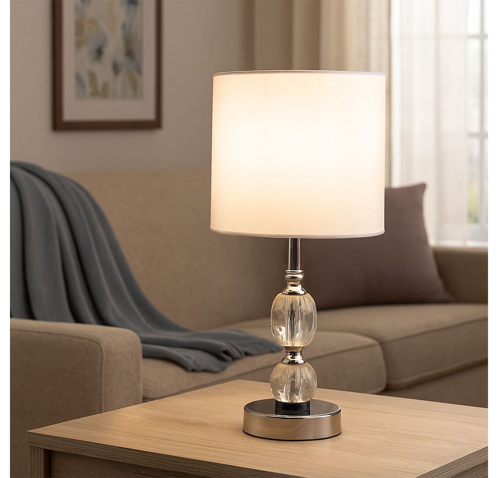 GLOBO LIGHTING LED Tischleuchte, Leuchtmittel inklusive, Warmweiß, Chrom Büro Schreib Tisch Design Leuchte Kristall Glas Beleuchtung Wohn – Bild 4 von 5