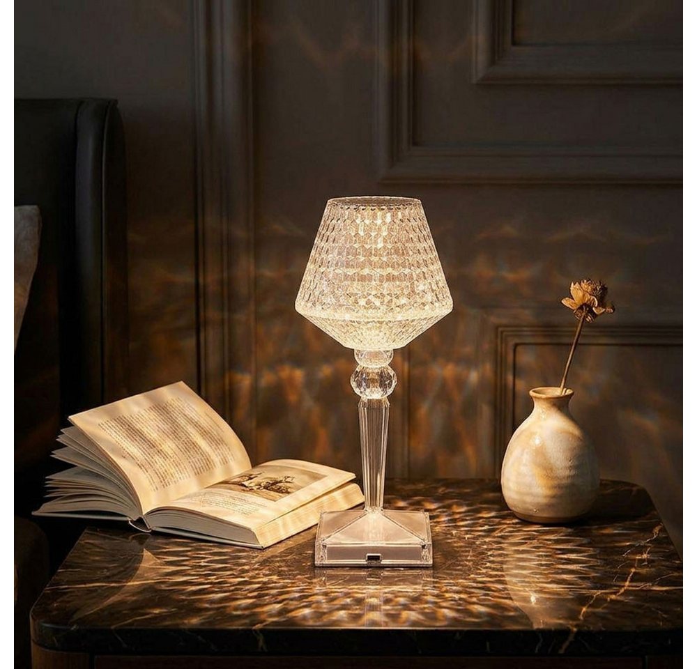 GLOBO LIGHTING LED Tischleuchte, LED-Leuchtmittel fest verbaut, Kaltweiß, Warmweiß, Neutralweiß, Tageslichtweiß, 2x LED Tischlampe Kristallleuchte Touchdimmer A – Bild 3 von 5