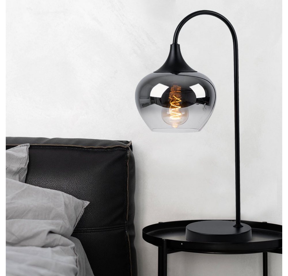 GLOBO LIGHTING LED Tischleuchte, Leuchtmittel inklusive, Warmweiß, Tischleuchte Beistellleuchte LED Rauchglas schwarz Wohnzimmerlampe – Bild 4 von 5