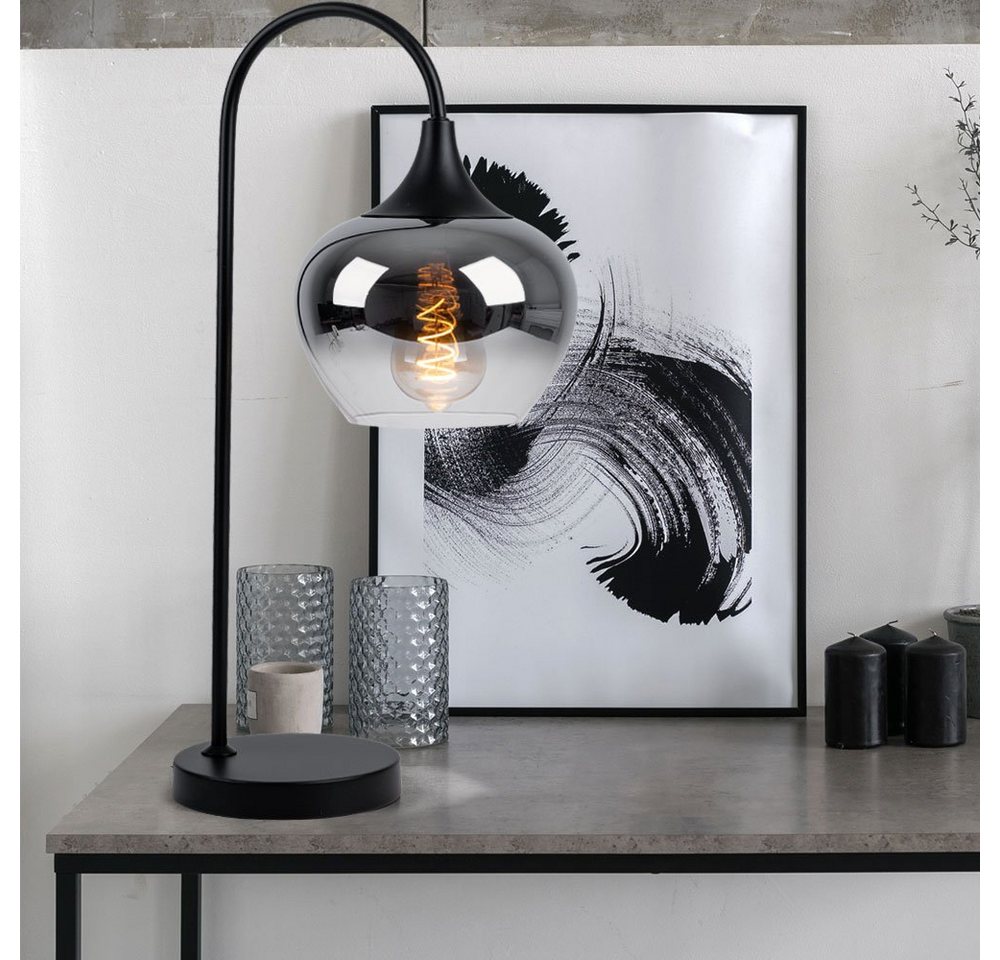 GLOBO LIGHTING LED Tischleuchte, Leuchtmittel inklusive, Warmweiß, Tischleuchte Beistellleuchte LED Rauchglas schwarz Wohnzimmerlampe – Bild 5 von 5