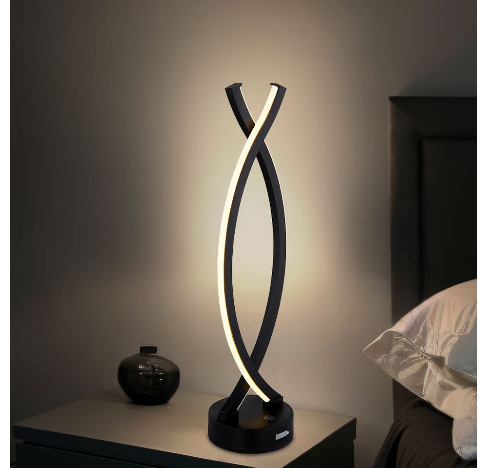 GLOBO LIGHTING LED Tischleuchte, LED-Leuchtmittel fest verbaut, Warmweiß, Tischleuchte Nachttischlampe LED Touchdimmer schwarz Designlampe opal – Bild 3 von 5