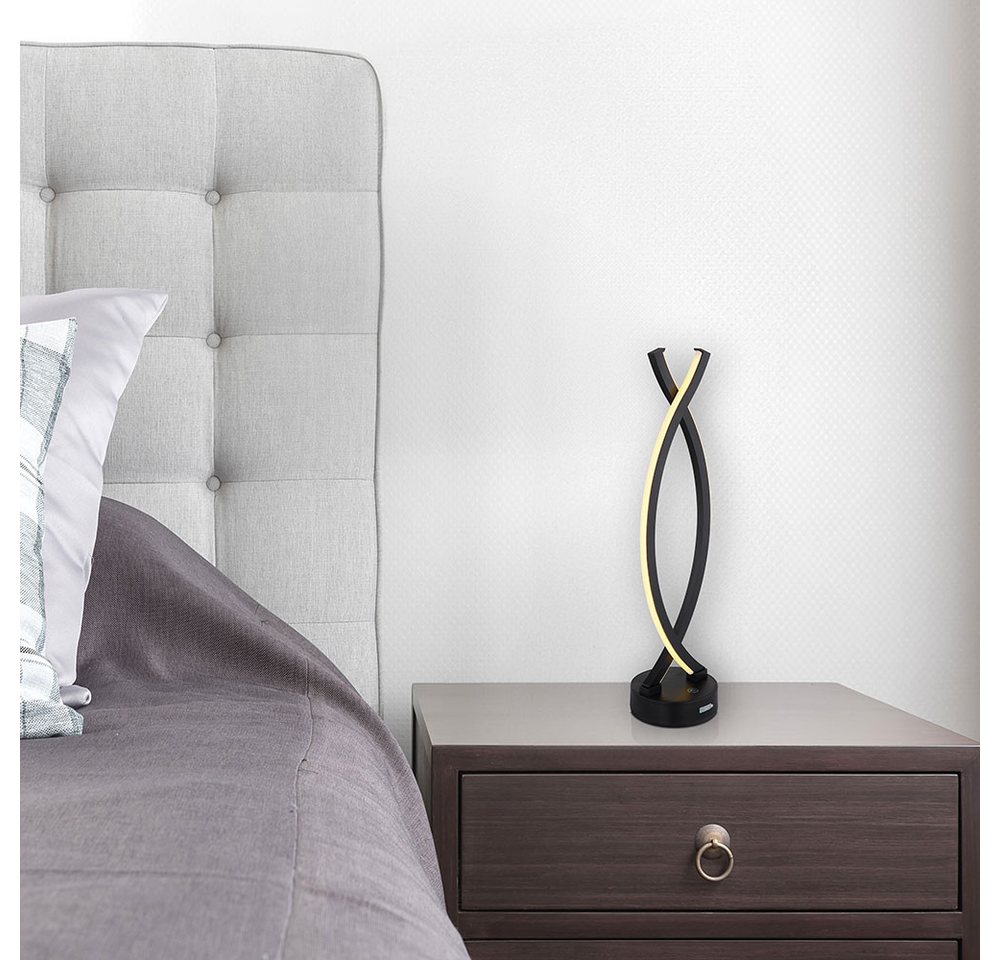 GLOBO LIGHTING LED Tischleuchte, LED-Leuchtmittel fest verbaut, Warmweiß, Tischleuchte Nachttischlampe LED Touchdimmer schwarz Designlampe opal – Bild 5 von 5